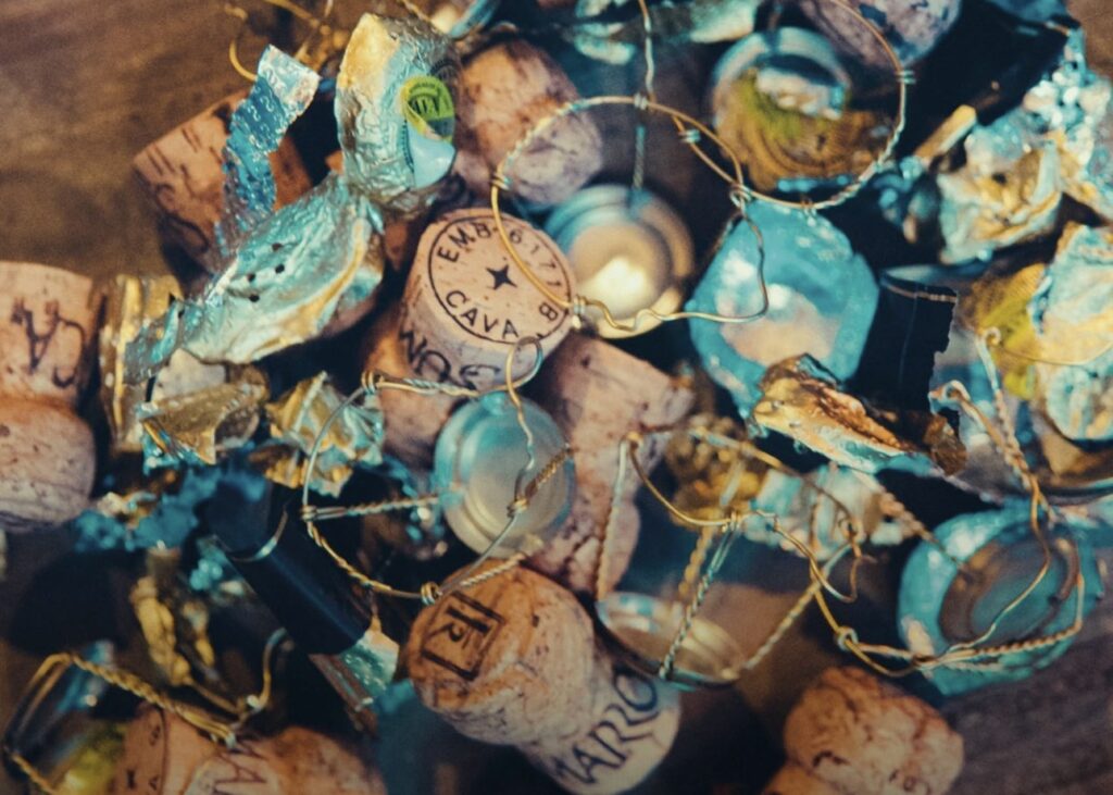 the-work-norwich-nye-party-2024 bottles of cava corks and cages